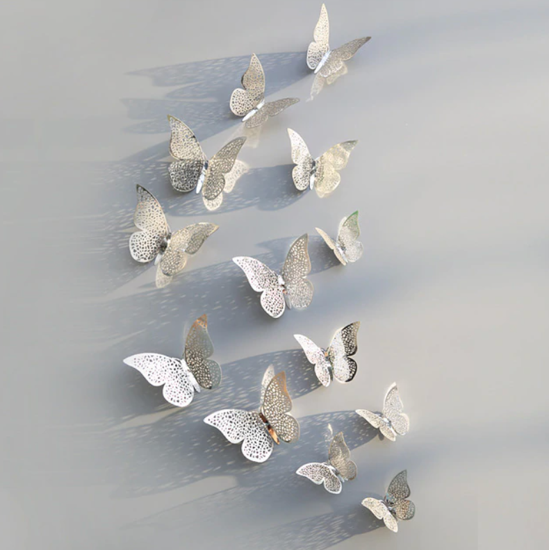 12pcs/set Hollow 3D Butterfly Wall Sticker
