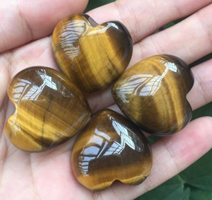 Natural Heart Shaped Tiger Eye Crystal Palm Stone