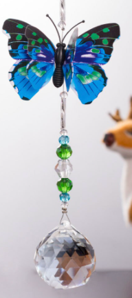 Crystal Ball Sun catcher with Colourful Butterflies (1 set of 2pcs)