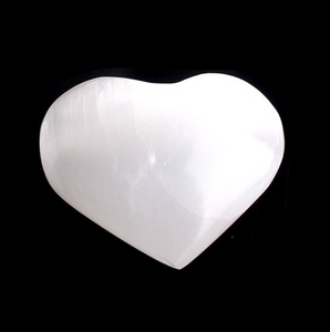 White Selenite Heart Shape Palm Tumbled Stone